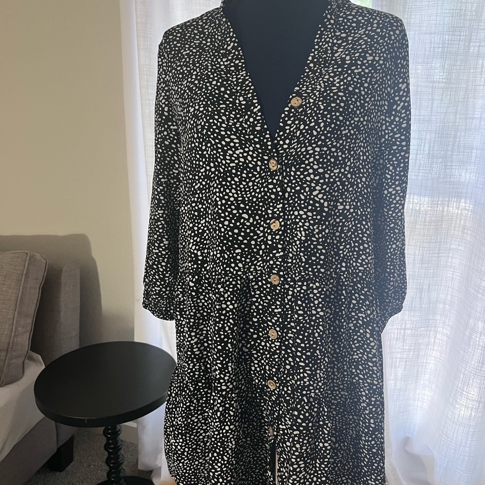 Black and White Button-Up Dress